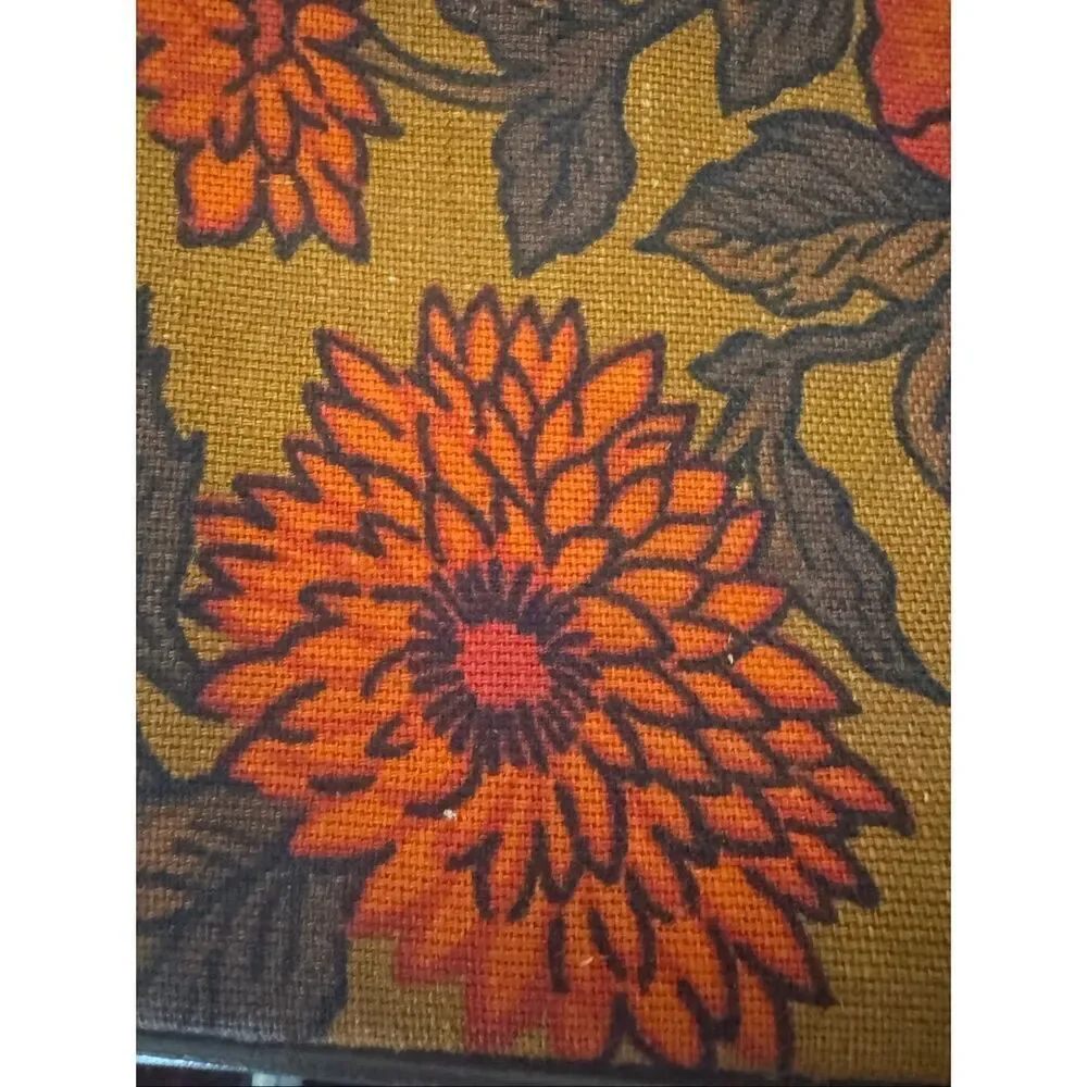 Hinomoto 60s vintage 2pc luggage set flower power vibrant hippie red copper flor